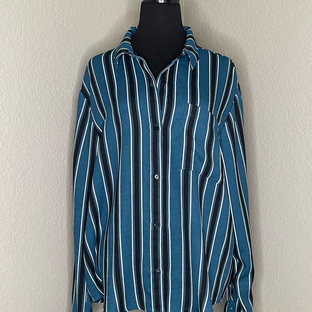 Blue Striped Button-Down Shirt